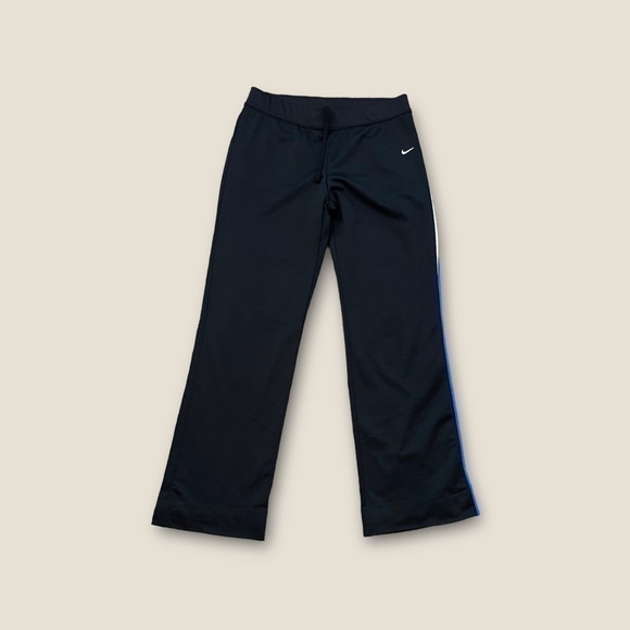 Y2K Nike Stripe Track Pants Black Medium 8-10 ALTERED/HEMMED - Picture 1 of 6